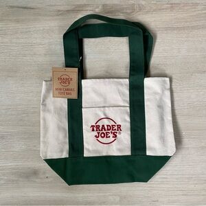NEW Trader Joe's Mini Canvas Tote Bag - Green